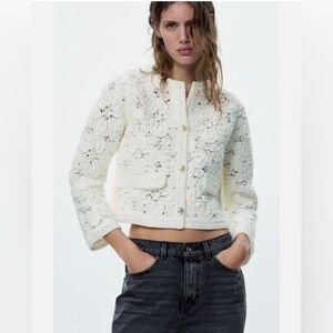 NEW. Zara Knit Macramé Crochet cardigan 1957/018 - Size Small